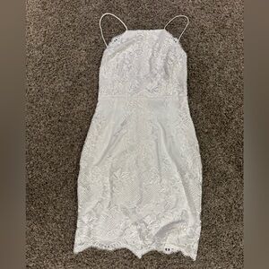 Lulu's White Strapless Lace Dress